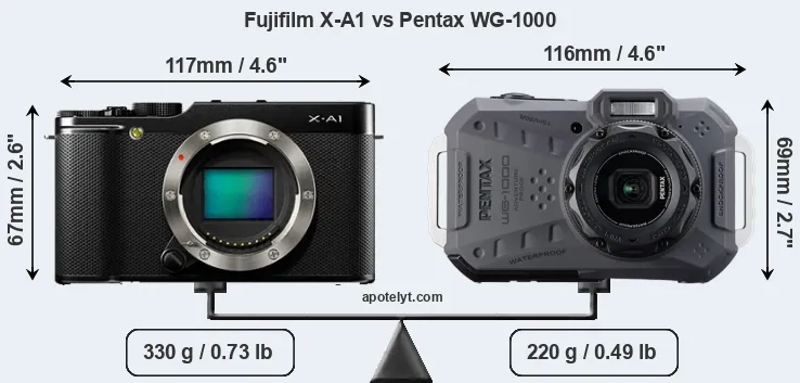 Size Fujifilm X-A1 vs Pentax WG-1000