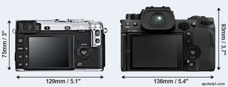Comparison X-E1 or X-H2S rear