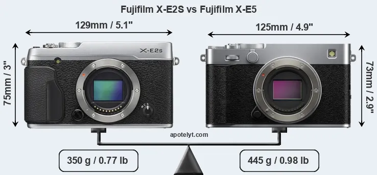 Size Fujifilm X-E2S vs Fujifilm X-E5