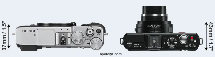 Compare X-E2S versus D-LUX 5 top