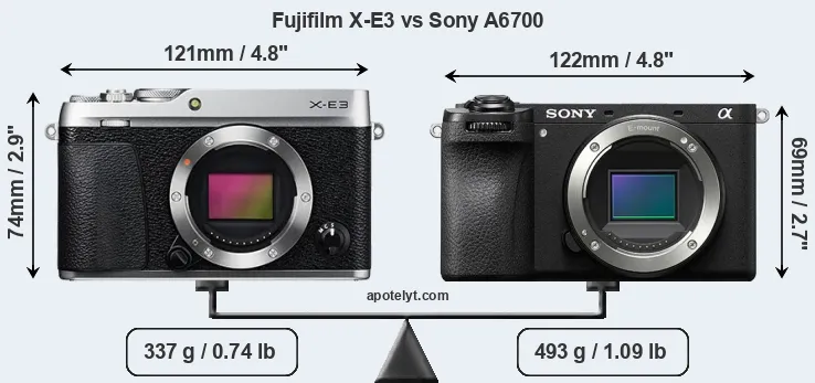 Size Fujifilm X-E3 vs Sony A6700
