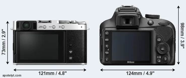 Comparison X-E4 or D3400 rear