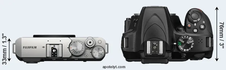 Compare X-E4 versus D3400 top
