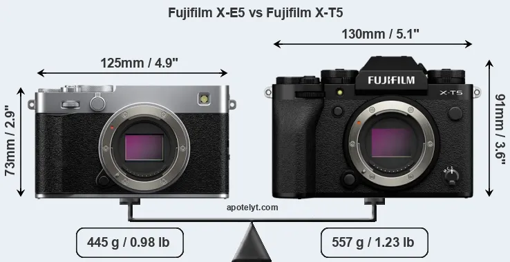 Size Fujifilm X-E5 vs Fujifilm X-T5