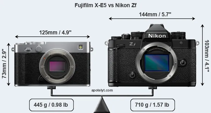 Size Fujifilm X-E5 vs Nikon Zf