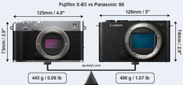 Size Fujifilm X-E5 vs Panasonic S9