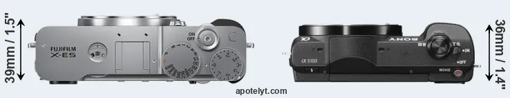 Compare X-E5 versus A5100 top