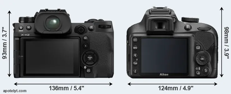 Comparison X-H2 or D3400 rear