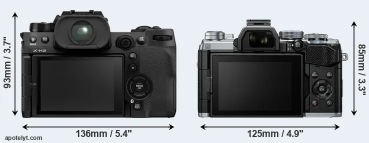 Comparison X-H2 or E-M5 III rear