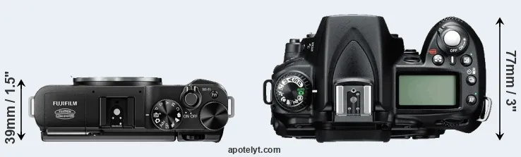 Compare X-M1 versus D90 top