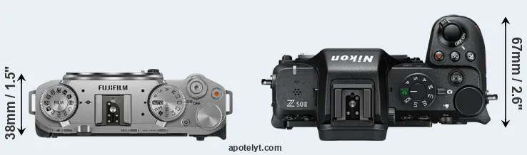 Compare X-M5 versus Z50 II top