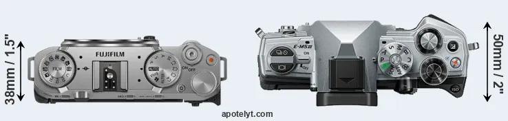 Compare X-M5 versus E-M5 III top