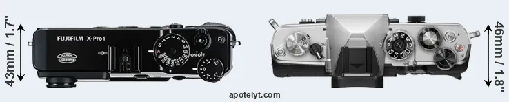 Compare X-Pro1 versus OM-3 top