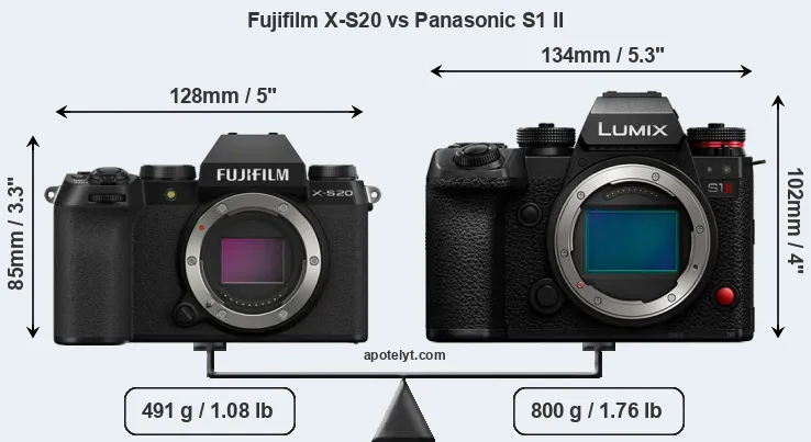 Size Fujifilm X-S20 vs Panasonic S1 II