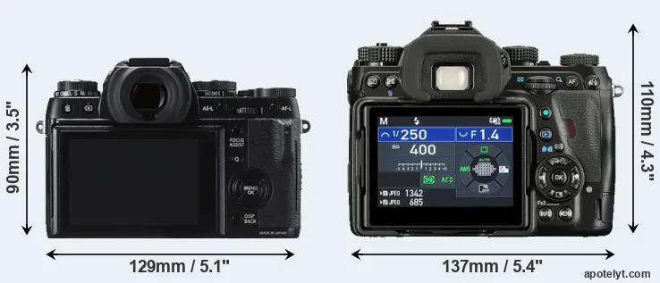 Comparison X-T1 or K-1 II rear
