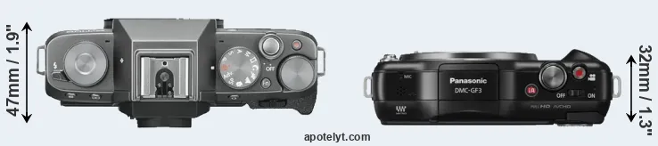 Compare X-T100 versus GF3 top