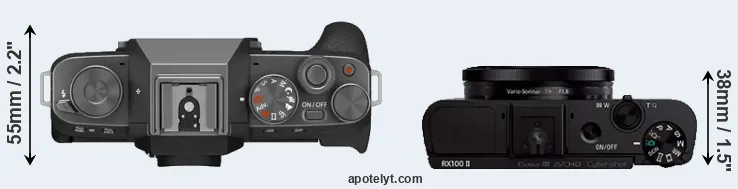 Compare X-T200 versus RX100 II top