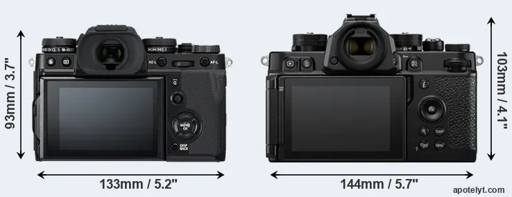 Comparison X-T3 or Zf rear