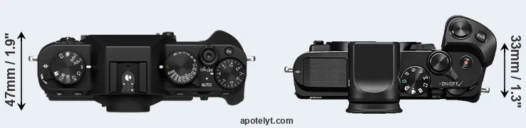 Compare X-T30 II versus V3 top