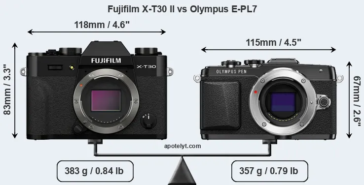 Size Fujifilm X-T30 II vs Olympus E-PL7