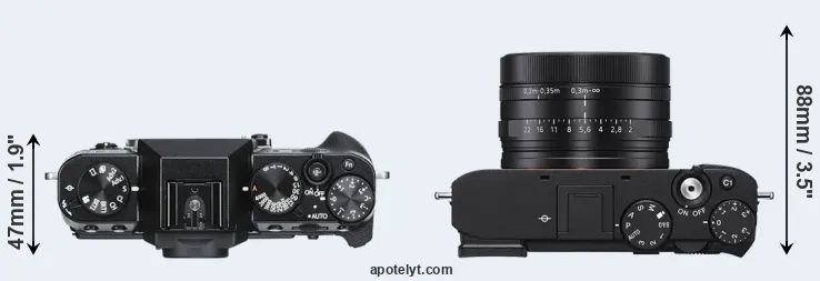 Compare X-T30 versus RX1R III top
