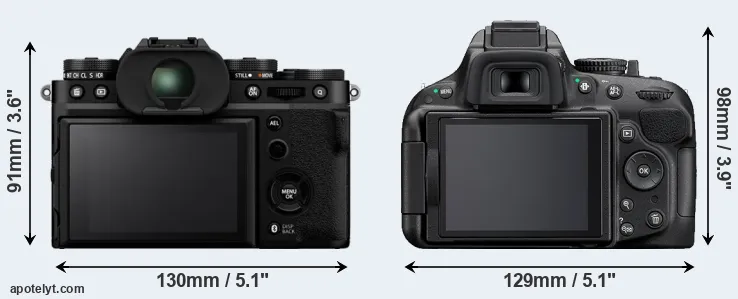 Comparison X-T5 or D5200 rear