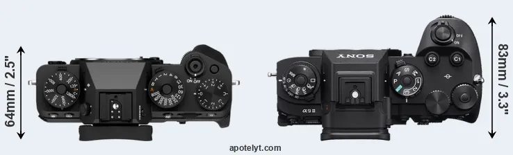 Compare X-T5 versus A9 III top