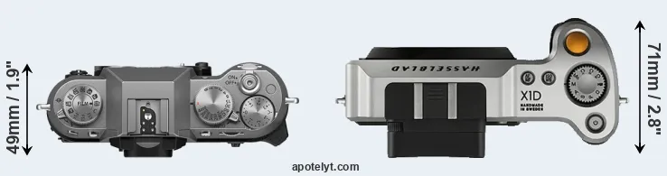 Compare X-T50 versus X1D top