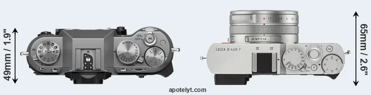 Compare X-T50 versus D-LUX 7 top