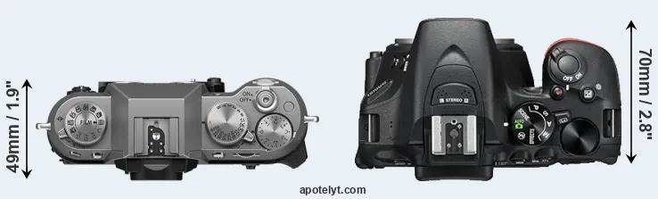 Compare X-T50 versus D5500 top