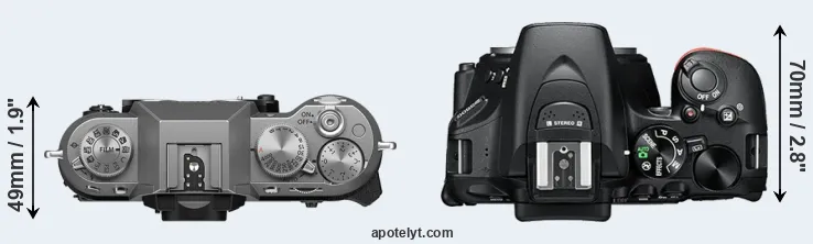 Compare X-T50 versus D5600 top