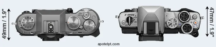 Compare X-T50 versus E-M10 II top
