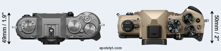 Compare X-T50 versus OM-5 II top