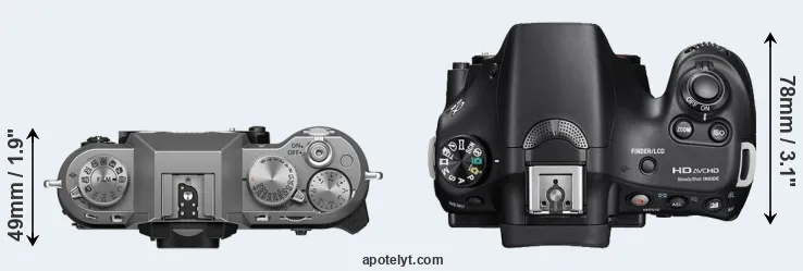 Compare X-T50 versus A58 top
