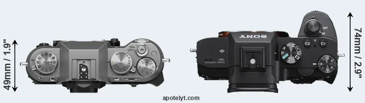 Compare X-T50 versus A7 III top