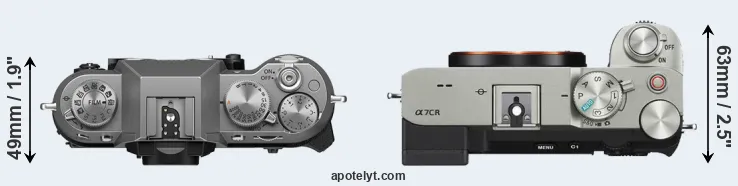 Compare X-T50 versus A7C R top