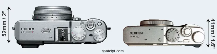 Compare X100T versus XF10 top