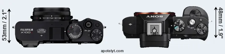 Compare X100V versus A7S top