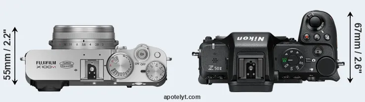 Compare X100VI versus Z50 II top