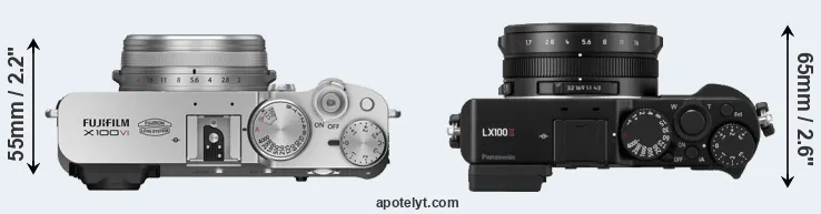Compare X100VI versus LX100 II top