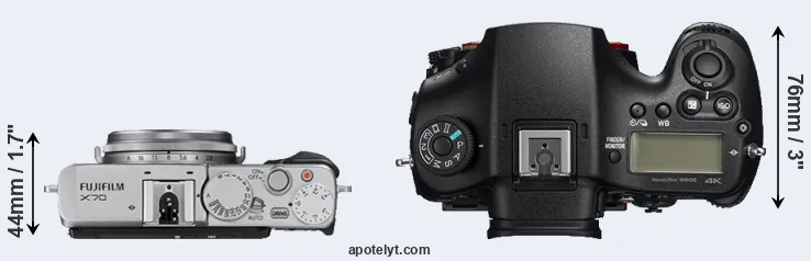 Compare X70 versus A99 II top