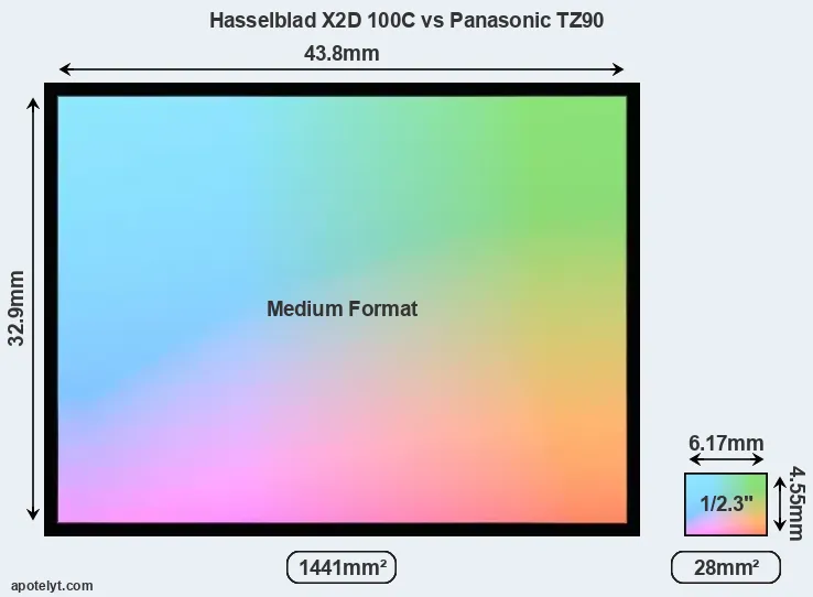 Hasselblad X2D 100C and Panasonic TZ90 sensor measures