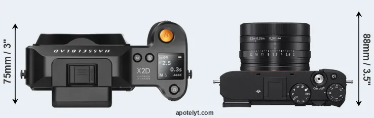 Compare X2D 100C versus RX1R III top