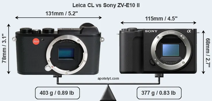 Size Leica CL vs Sony ZV-E10 II