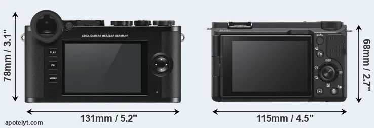 Comparison CL or ZV-E10 II rear