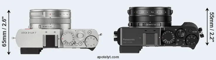 Compare D-LUX 7 versus LX100 top