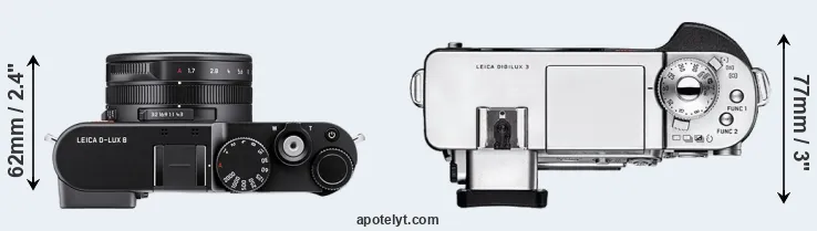 Compare D-LUX 8 versus Digilux 3 top