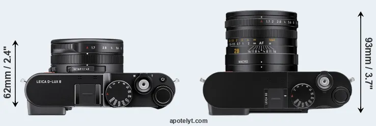 Compare D-LUX 8 versus Q3 top