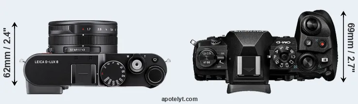 Compare D-LUX 8 versus E-M1 III top