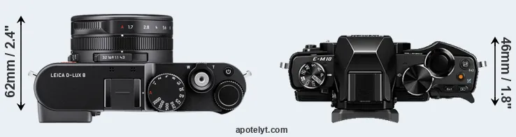 Compare D-LUX 8 versus E-M10 top
